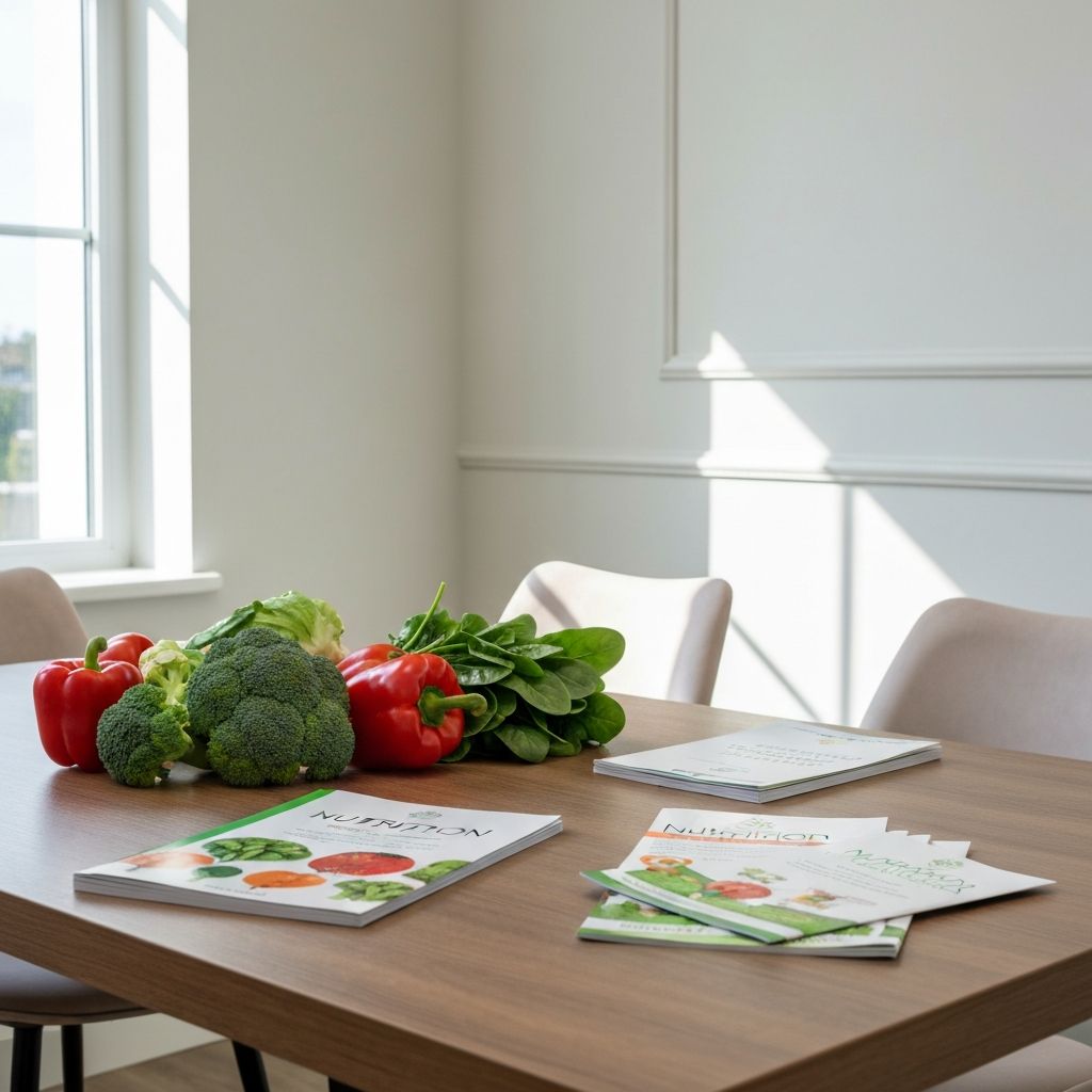Nutritionist consultation setting with educational materials