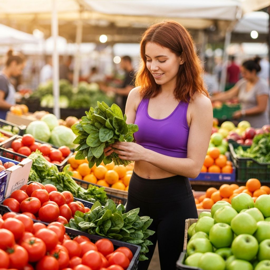 Person shopping for fresh vegetables and fruits